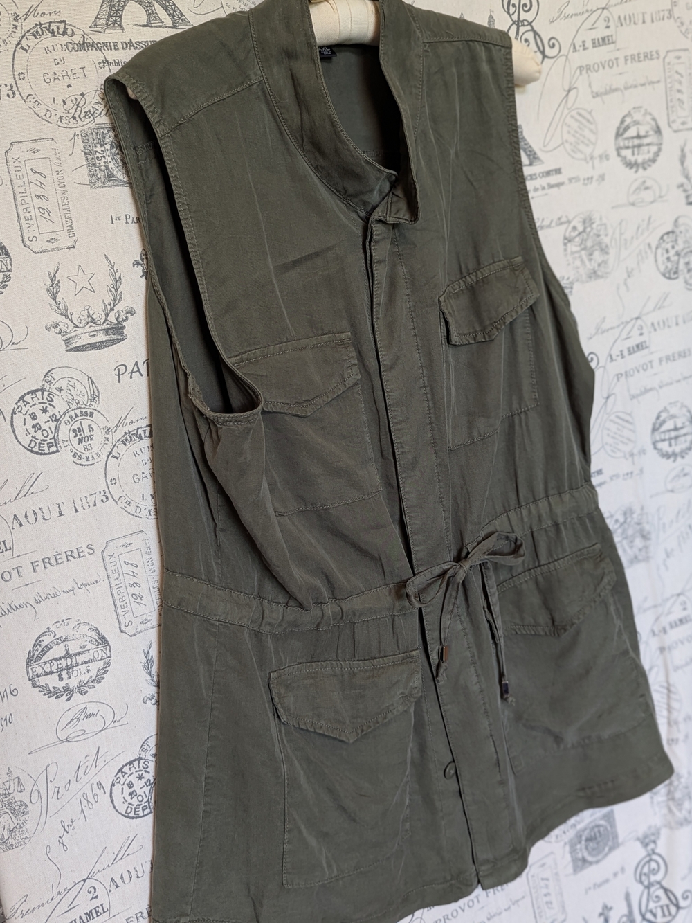 Mossimo Supply Co. Olive Utility Drawstring Waist Vest Size XXL